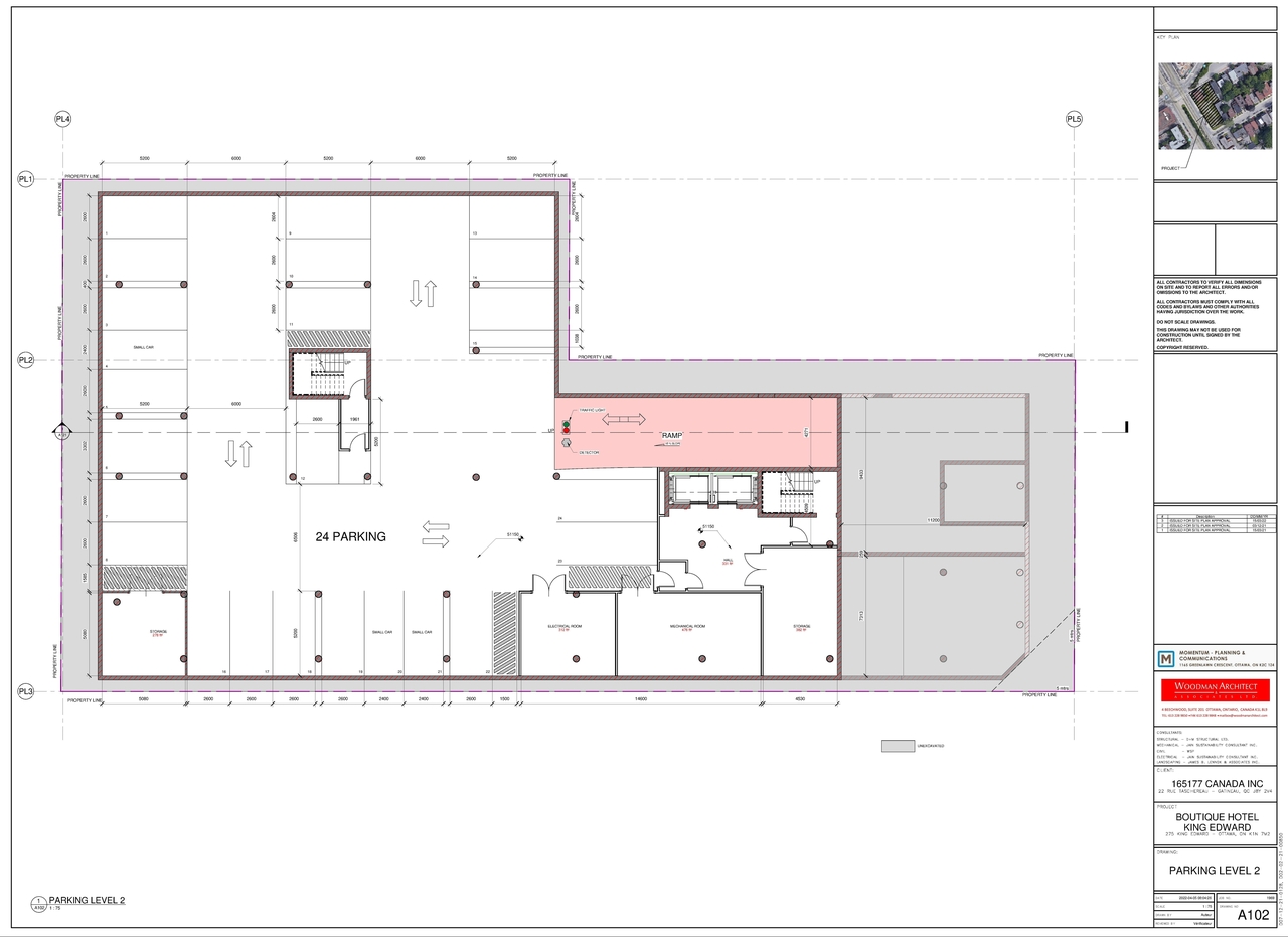 Construction site plan for project from page 1 of the file '2022-04-06 - Garage Floor Plans - D07-12-21-0128'