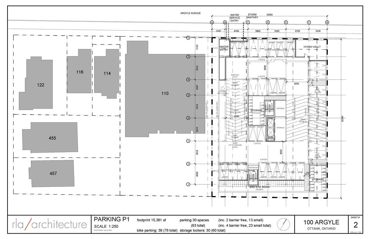 Construction site plan for project from page 2 of the file '2021-08-24 - Floor Plans - D07-12-21-0130'
