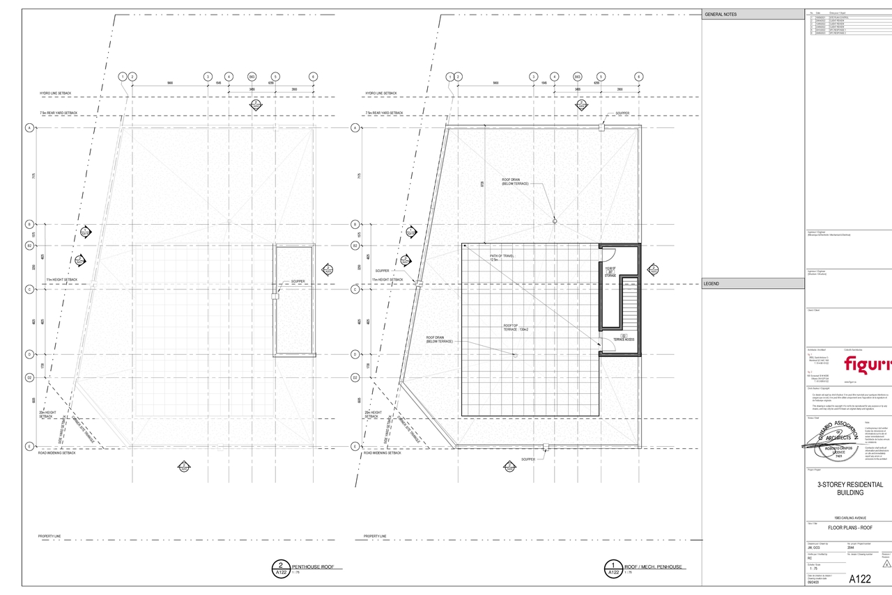 Construction site plan for project from page 3 of the file '2023-06-30 - Floor Plans & Elevations - D07-12-21-0145'