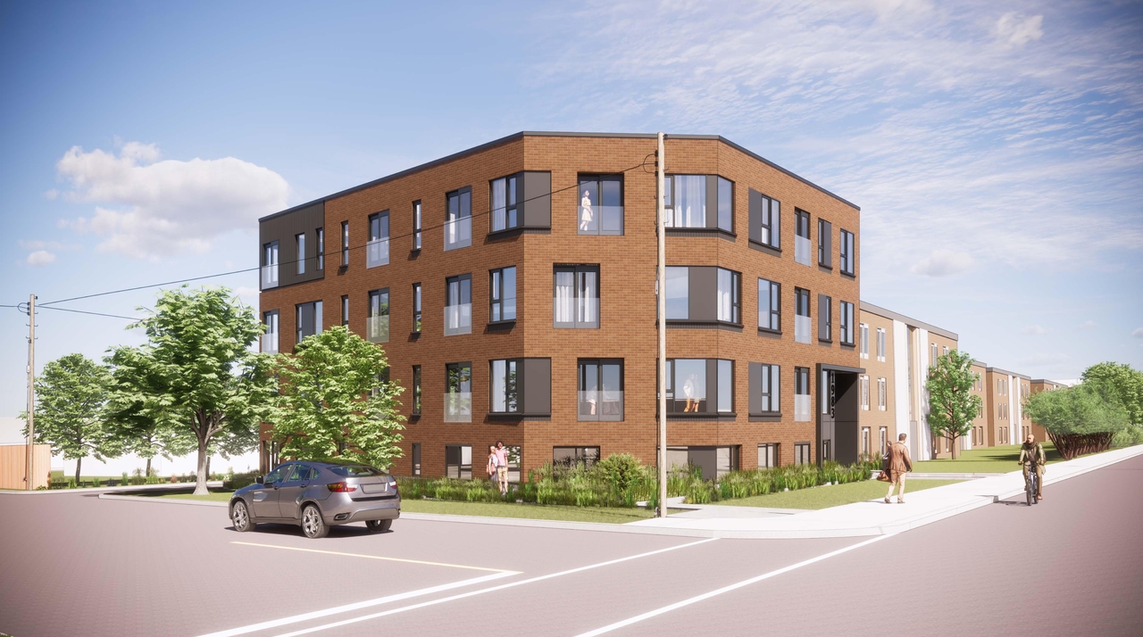 Rendering of building from page 1 of the file '2023-01-12- Renderings- Second Submission - D07-12-21-0145'