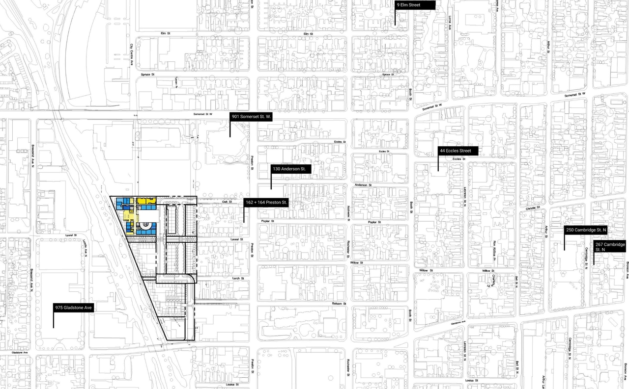 Construction site plan for project from page 21 of the file '2021-11-25 - UDRP Dec 3 2021 Design Brief - D07-12-21-0149'