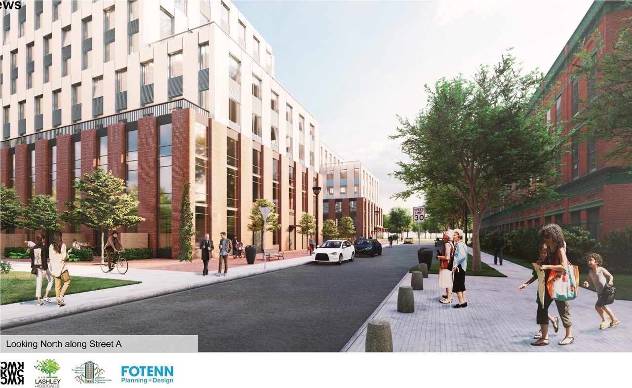 Rendering of building from page 54 of the file '2021-11-25 - UDRP Dec 3 2021 Design Brief - D07-12-21-0149'