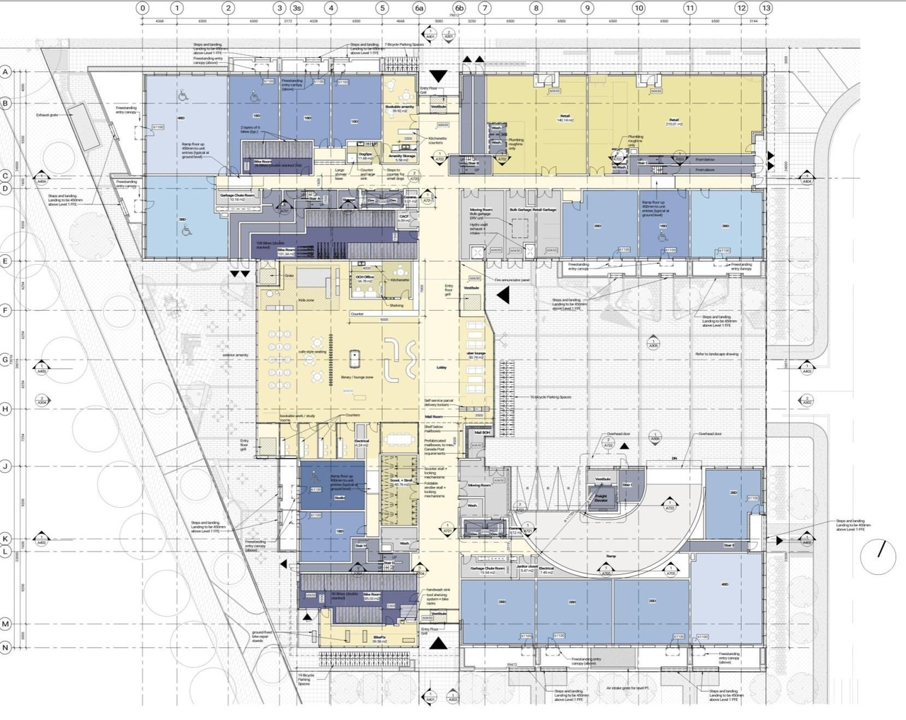 Construction site plan for project from page 17 of the file '2021-09-24 - Design Brief - D07-12-21-0149'