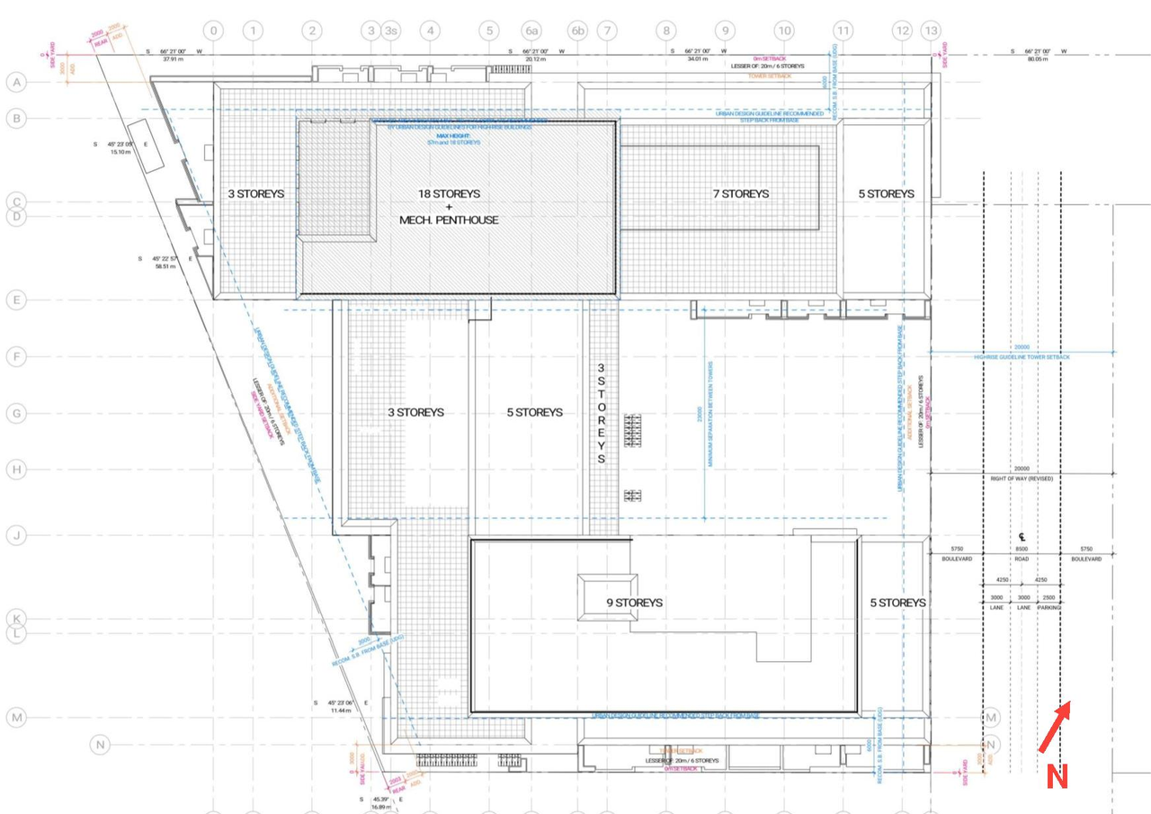 Construction site plan for project from page 5 of the file '2021-09-24 - Design Brief - D07-12-21-0149'