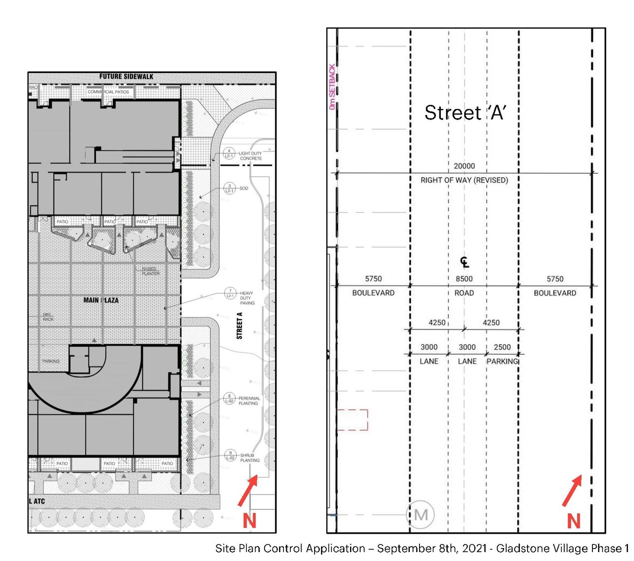 Construction site plan for project from page 9 of the file '2021-09-24 - Design Brief - D07-12-21-0149'