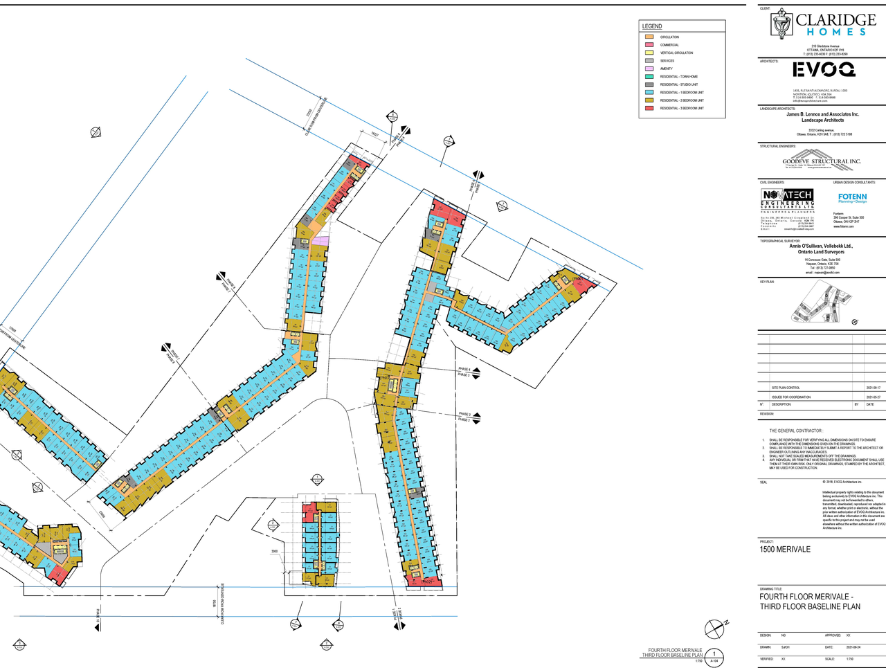 Construction site plan for project from page 11 of the file '2021-09-27 - Site Plan Shadow Analysis Floor Plans - D07-12-21-0152'