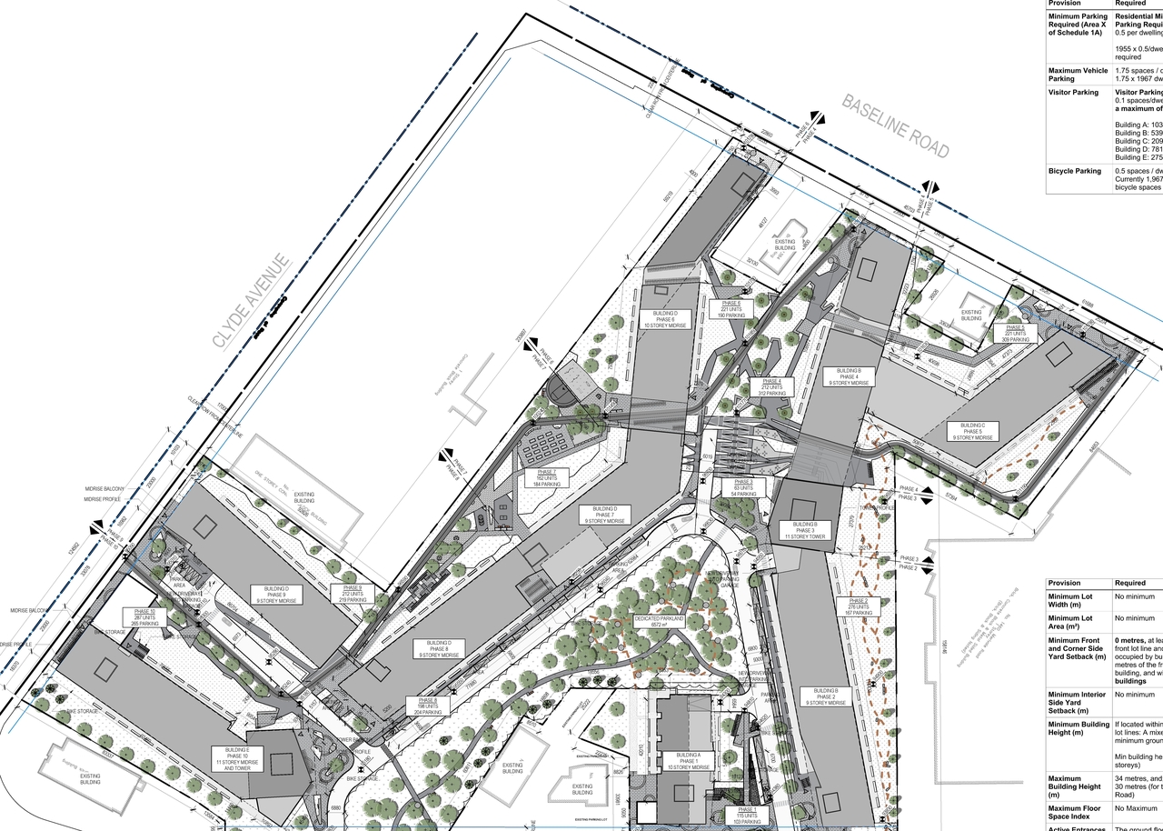 Construction site plan for project from page 2 of the file '2021-09-27 - Site Plan Shadow Analysis Floor Plans - D07-12-21-0152'