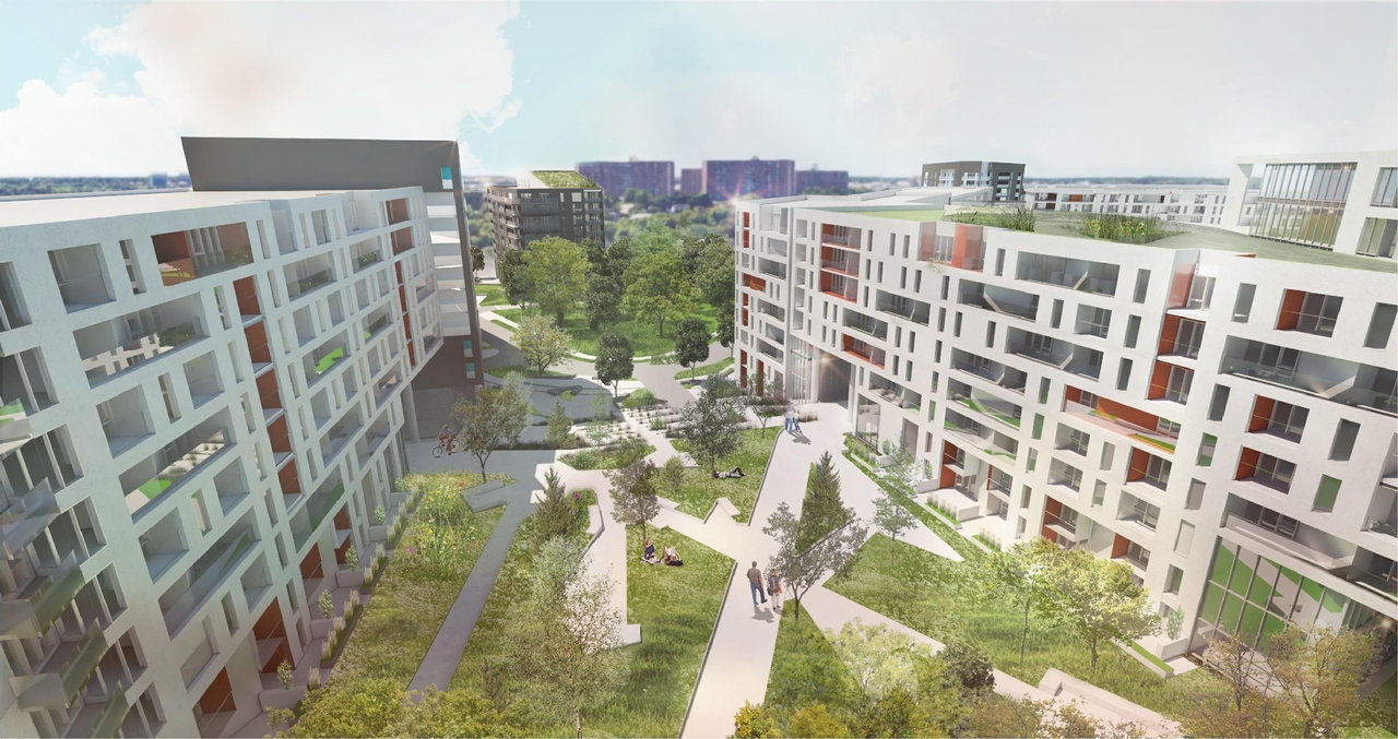 Rendering of building from page 5 of the file '2021-09-27 - Site Plan Shadow Analysis Floor Plans - D07-12-21-0152'