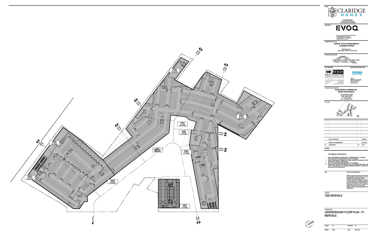 Construction site plan for project from page 6 of the file '2021-09-27 - Site Plan Shadow Analysis Floor Plans - D07-12-21-0152'