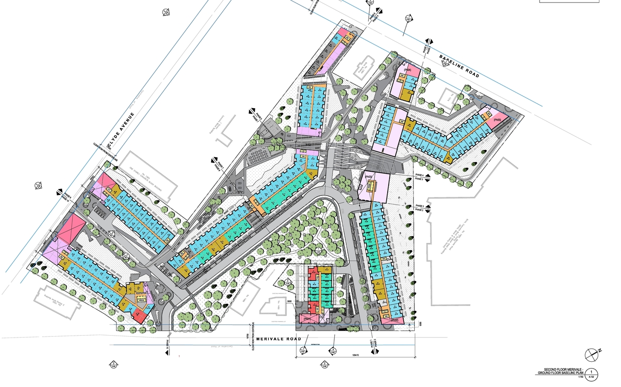 Construction site plan for project from page 9 of the file '2021-09-27 - Site Plan Shadow Analysis Floor Plans - D07-12-21-0152'
