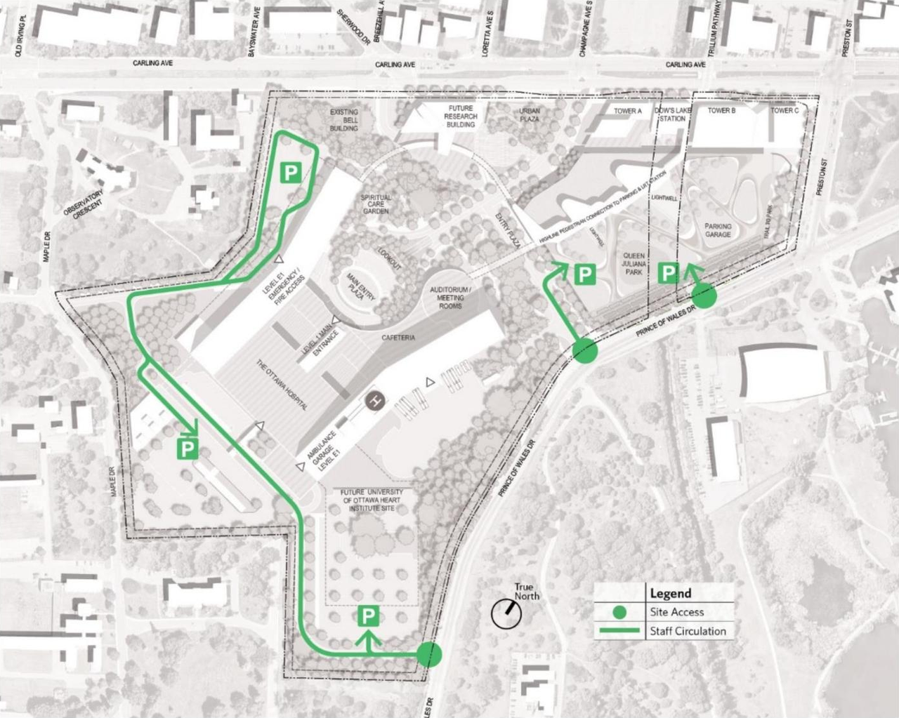 Construction site plan for project from page 24 of the file 'Final Approved - Planning Rationale and Design Brief - D07-12-21-0159'