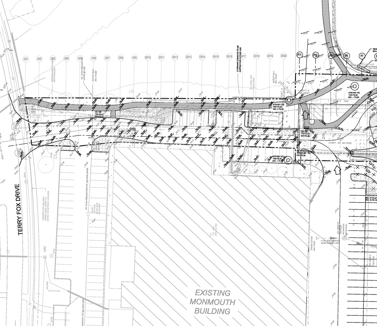 Construction site plan for project from page 30 of the file '2021-10-14 - Design Brief - D07-12-21-0160'