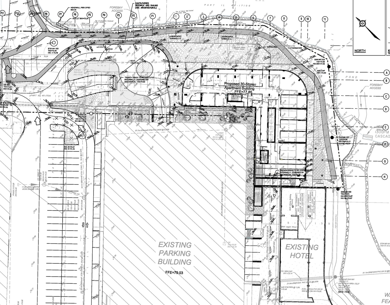 Construction site plan for project from page 31 of the file '2021-10-14 - Design Brief - D07-12-21-0160'