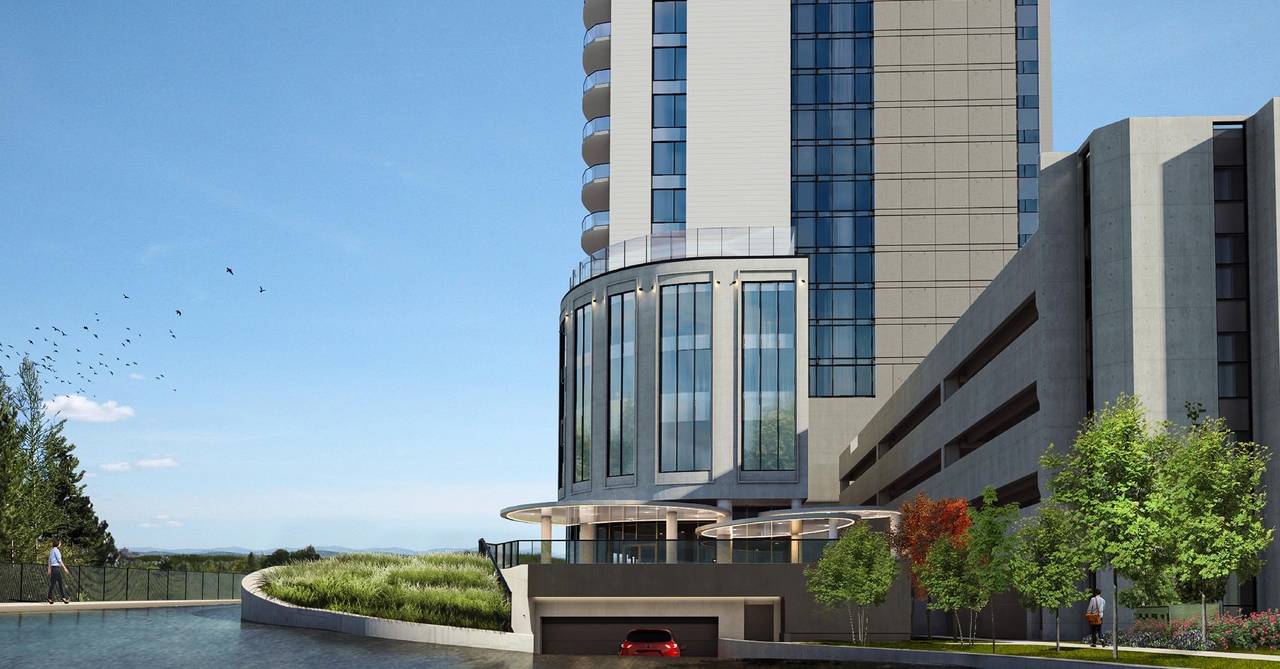 Rendering of building from page 20 of the file '2022-02-03 - Design Brief - D07-12-21-0160'