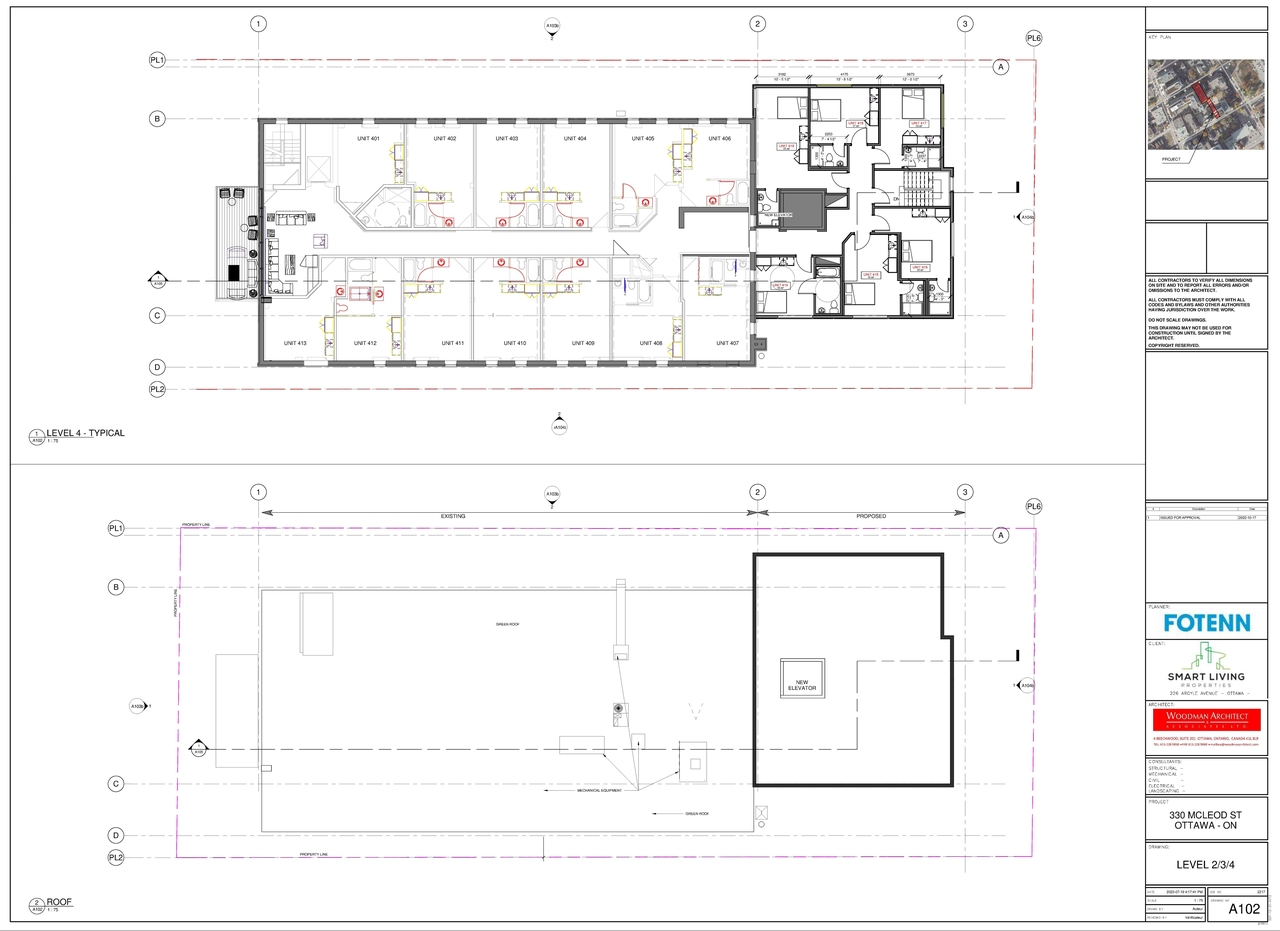 Construction site plan for project from page 2 of the file '2023-10-12 - Floor Plan Package - D07-12-21-0171'