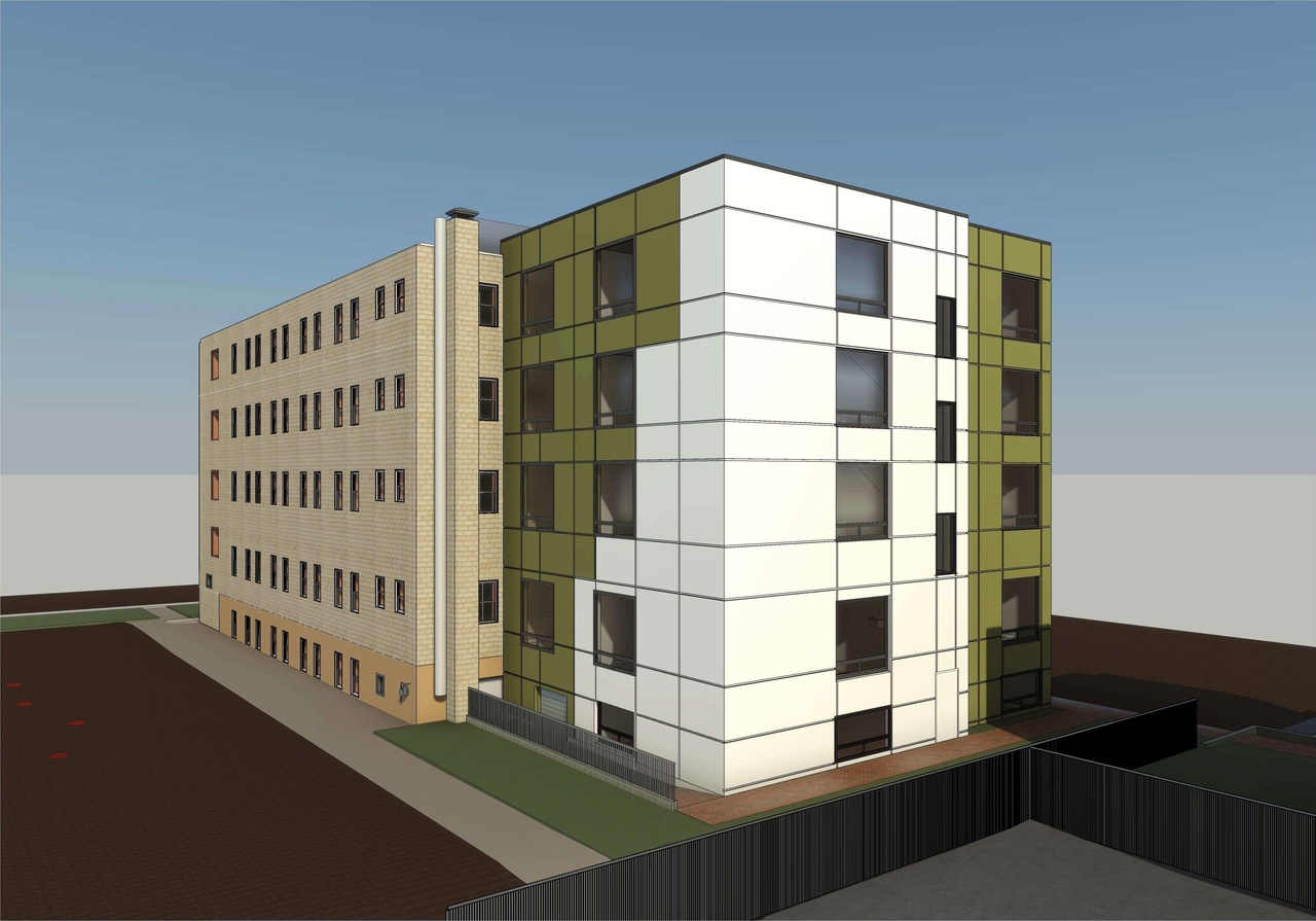 Rendering of building from page 6 of the file '2023-10-12 - Floor Plan Package - D07-12-21-0171'