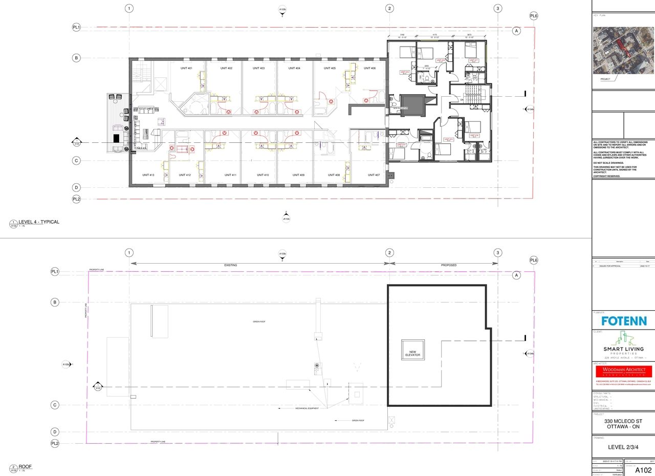 Construction site plan for project from page 2 of the file '2023-10-12 - Floor Plan Package - D07-12-21-0172'