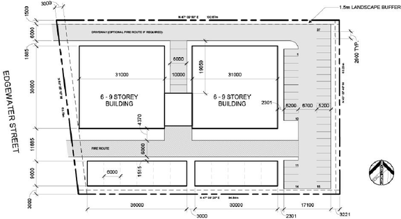 Construction site plan for project from page 11 of the file '2021-10-27 - Design Brief - D07-12-21-0176'