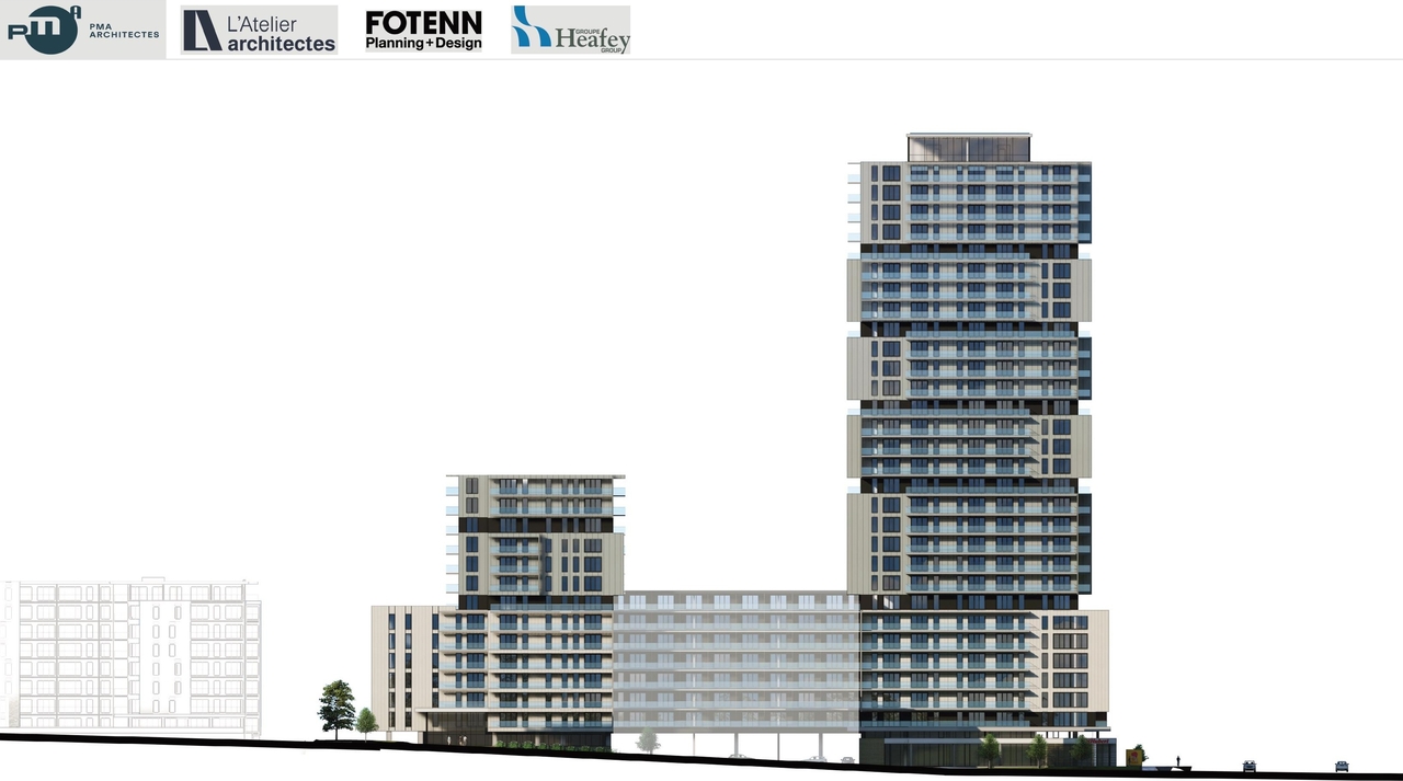 Rendering of building from page 106 of the file '2026-07-03 - Design Brief - D07-12-21-0177'