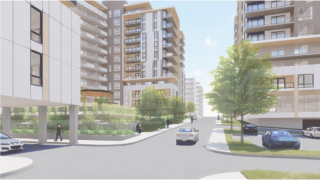 Rendering of building from page 32 of the file '2026-07-03 - Design Brief - D07-12-21-0177'