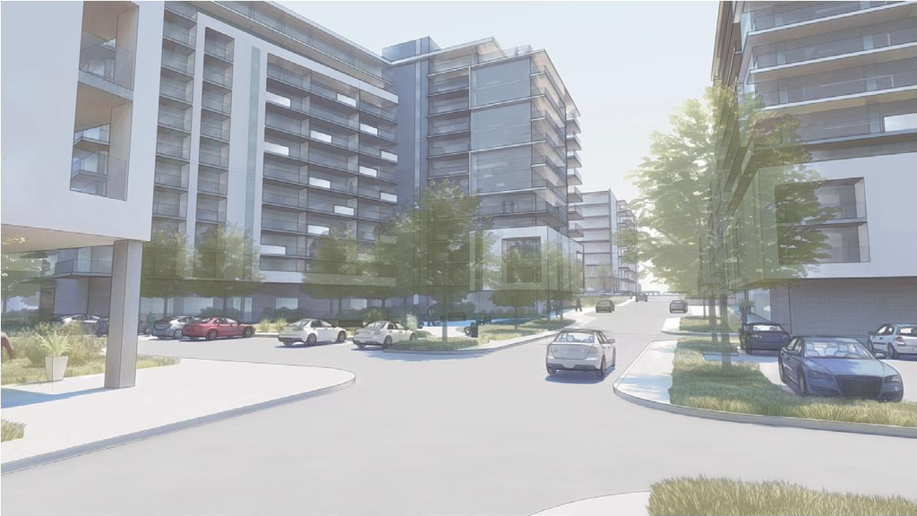Rendering of building from page 32 of the file '2026-07-03 - Design Brief - D07-12-21-0177'