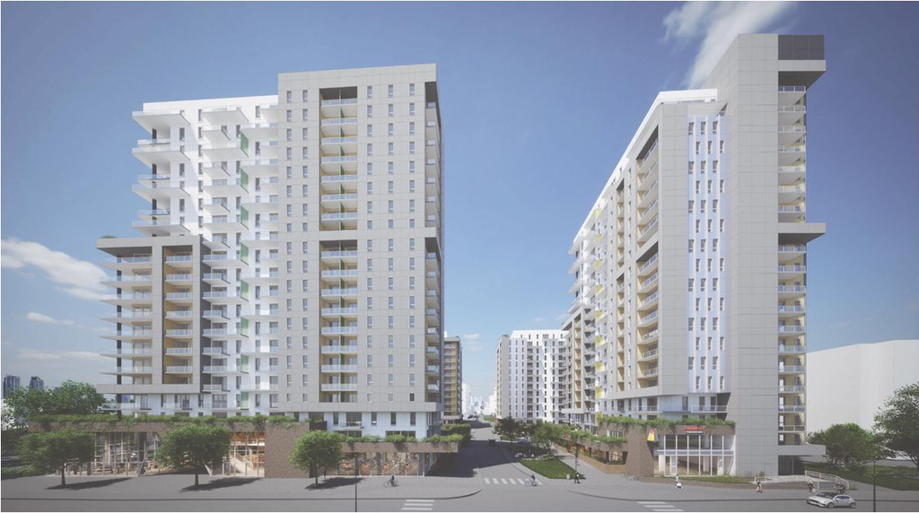 Rendering of building from page 34 of the file '2026-07-03 - Design Brief - D07-12-21-0177'