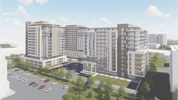 Rendering of building from page 85 of the file '2026-07-03 - Design Brief - D07-12-21-0177'