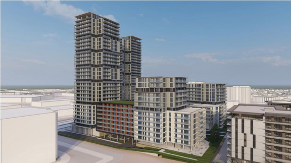 Rendering of building from page 85 of the file '2026-07-03 - Design Brief - D07-12-21-0177'