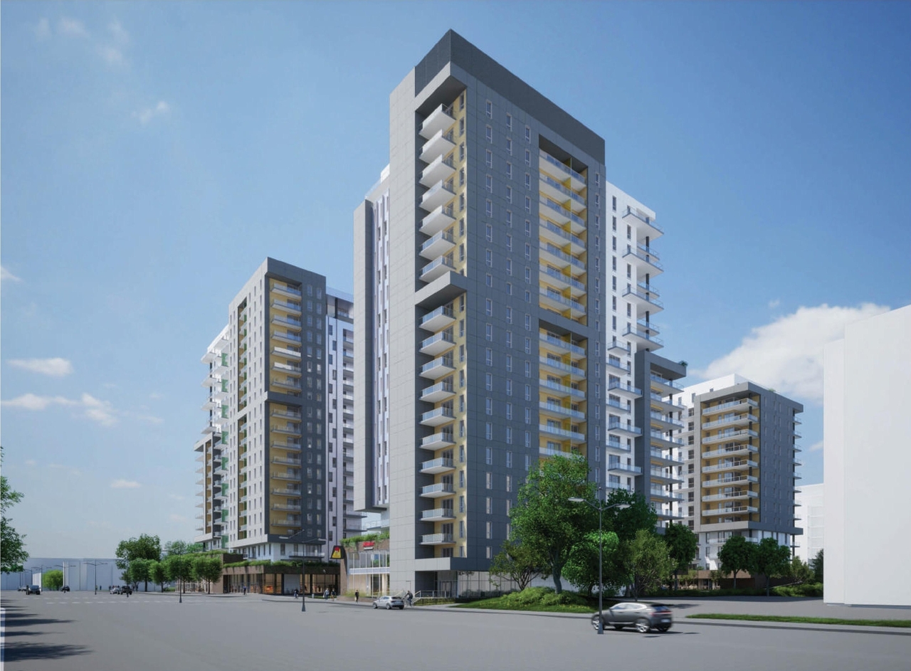 Rendering of building from page 17 of the file '2023-10-13 - Design Brief - D07-12-21-0177'