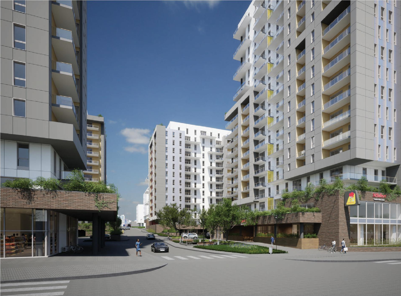 Rendering of building from page 25 of the file '2023-10-13 - Design Brief - D07-12-21-0177'