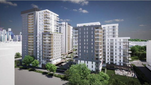 Rendering of building from page 4 of the file '2023-10-13 - Design Brief - D07-12-21-0177'