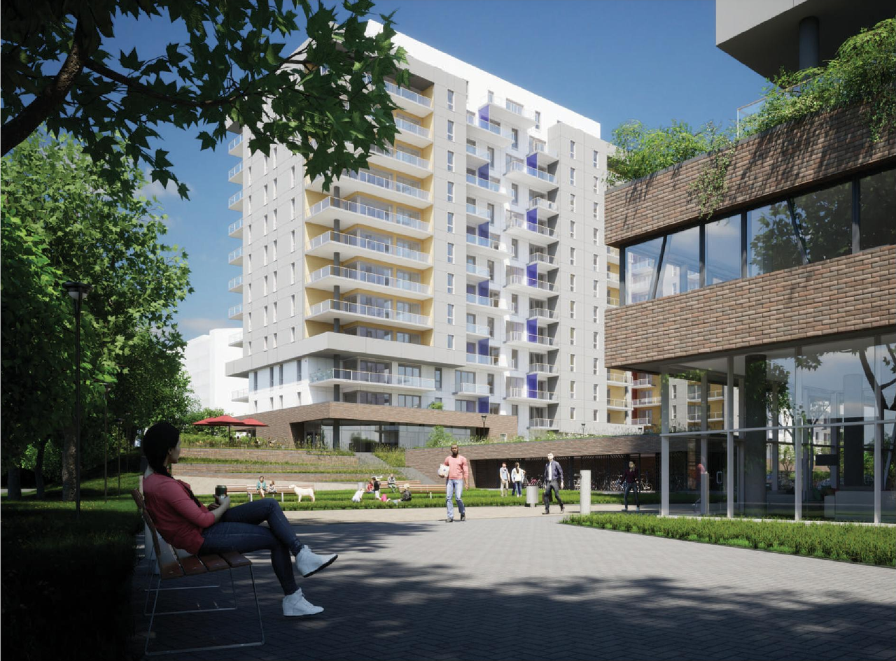 Rendering of building from page 40 of the file '2023-10-13 - Design Brief - D07-12-21-0177'