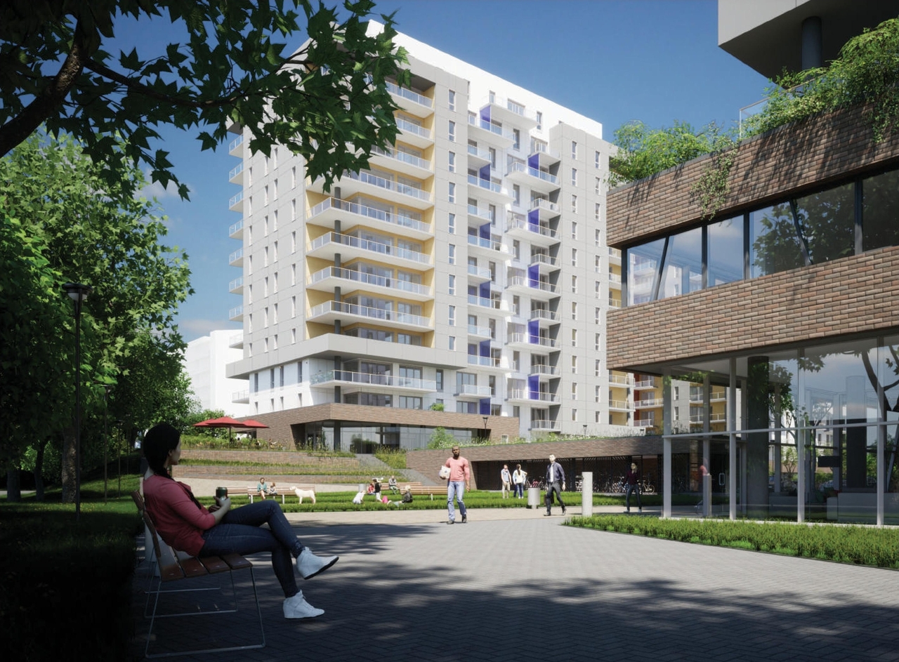 Rendering of building from page 40 of the file '2023-10-13 - Design Brief - D07-12-21-0177'