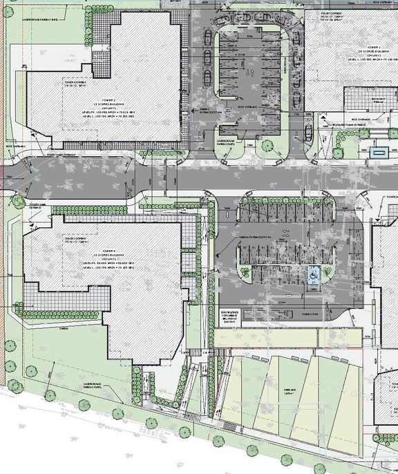 Construction site plan for project from page 5 of the file '2023-10-13 - Design Brief - D07-12-21-0177'