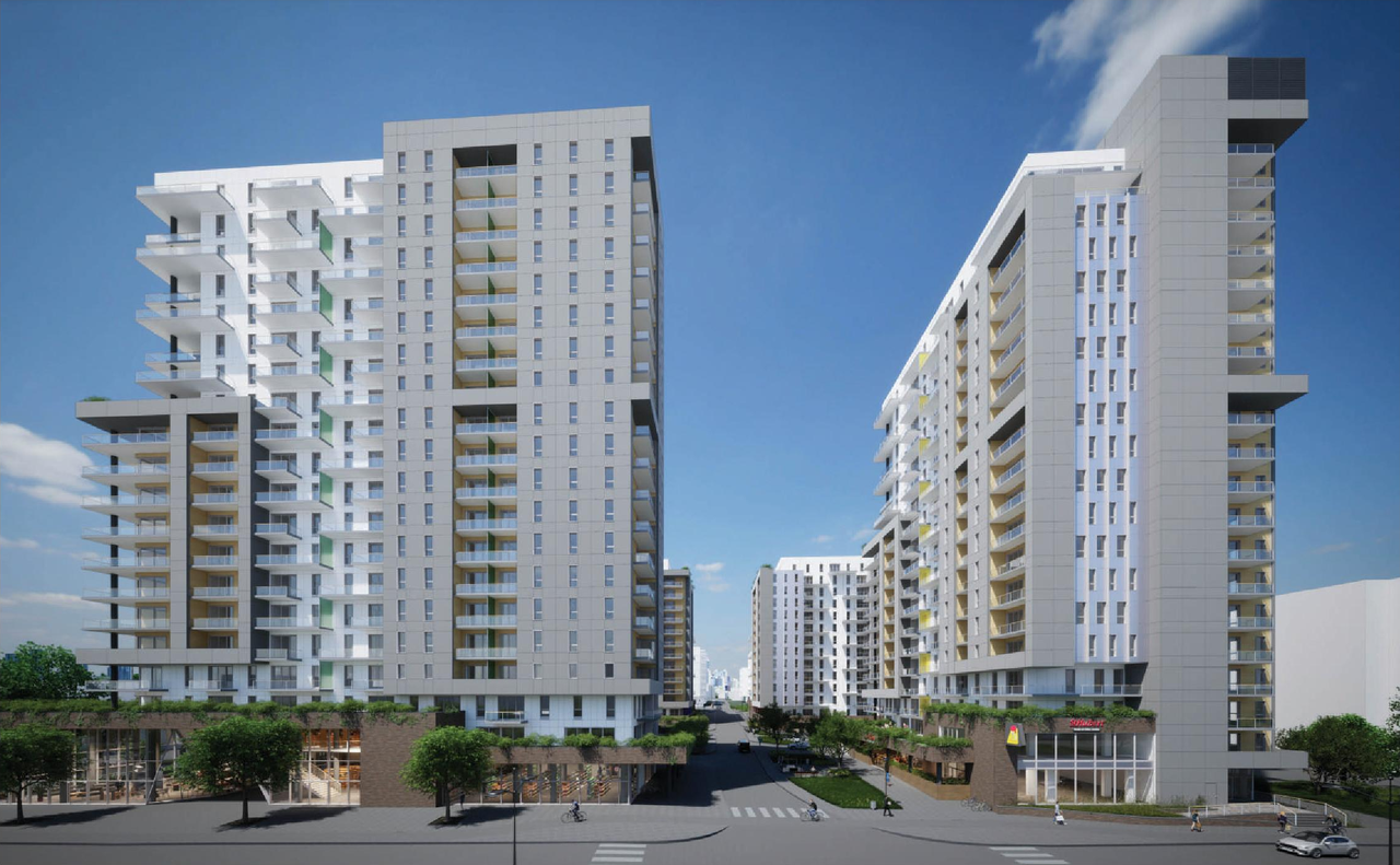 Rendering of building from page 64 of the file '2023-10-13 - Design Brief - D07-12-21-0177'