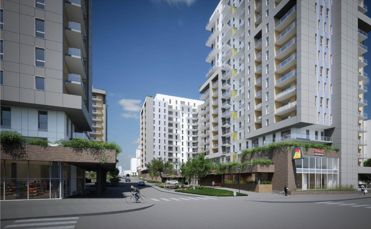 Rendering of building from page 65 of the file '2023-10-13 - Design Brief - D07-12-21-0177'