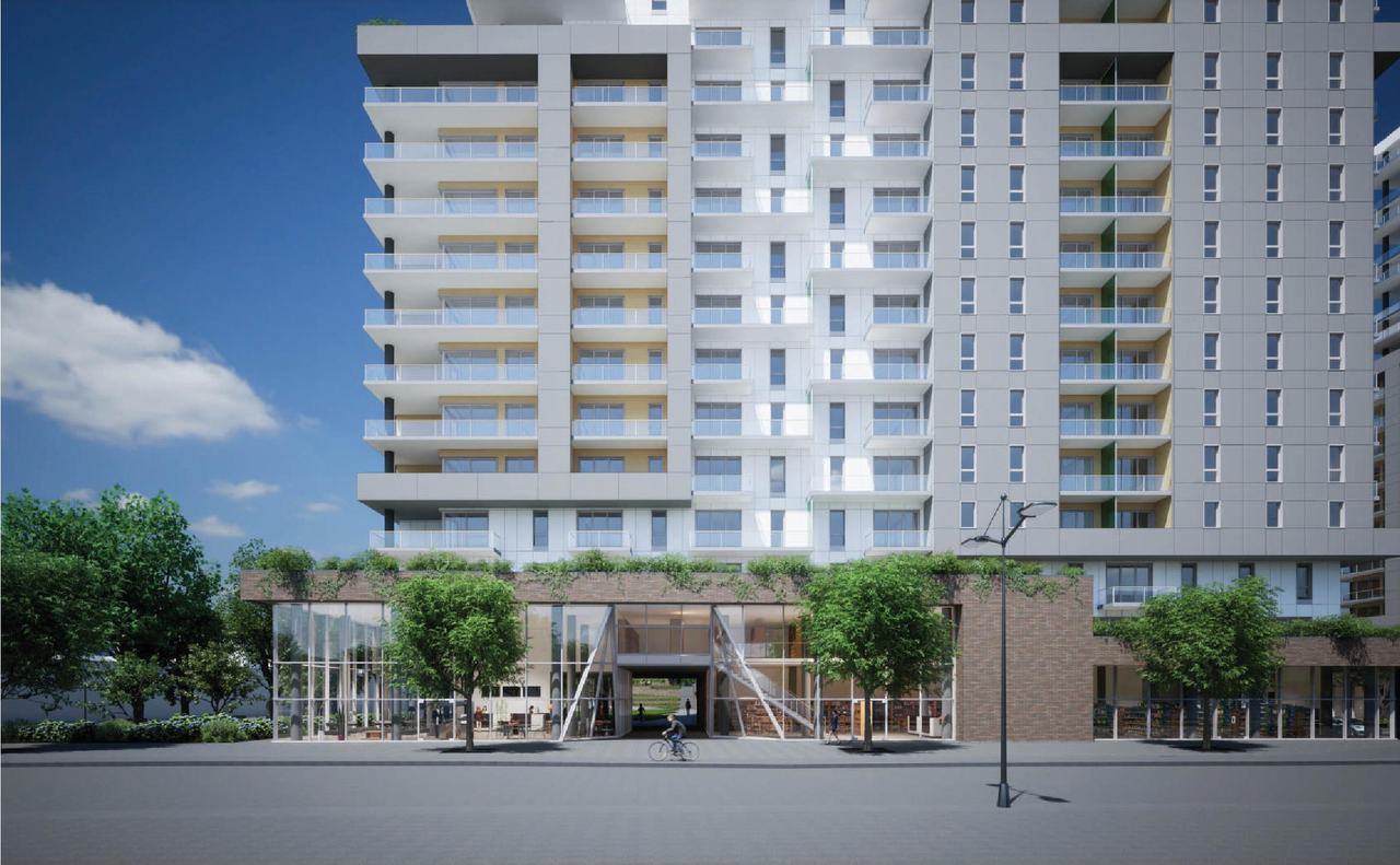 Rendering of building from page 66 of the file '2023-10-13 - Design Brief - D07-12-21-0177'