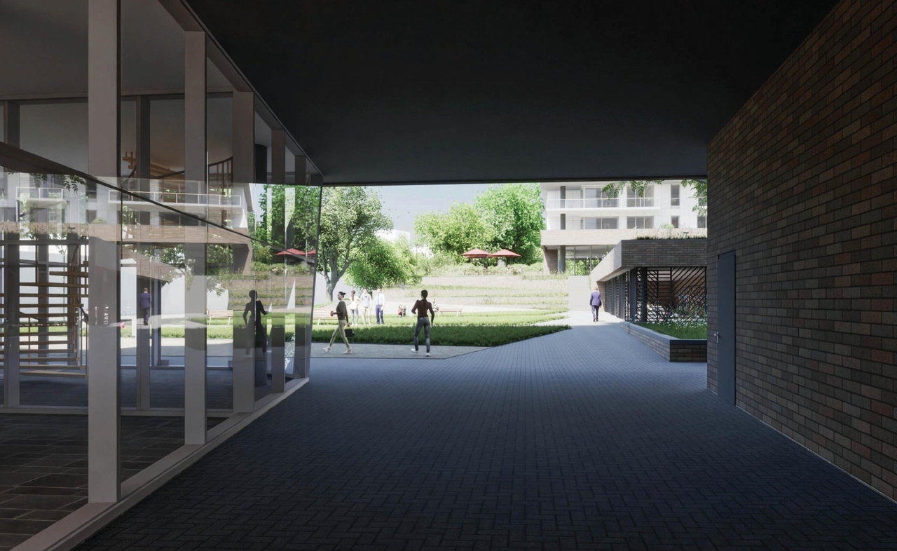 Rendering of building from page 67 of the file '2023-10-13 - Design Brief - D07-12-21-0177'