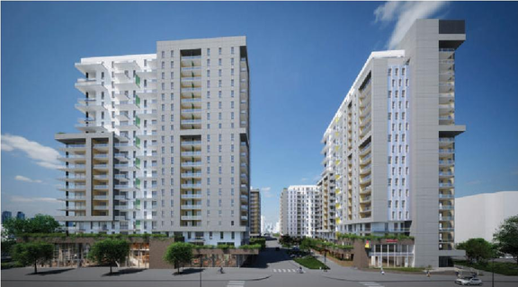 Rendering of building from page 8 of the file '2023-10-13 - Design Brief - D07-12-21-0177'