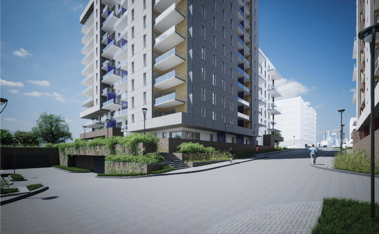 Rendering of building from page 82 of the file '2023-10-13 - Design Brief - D07-12-21-0177'