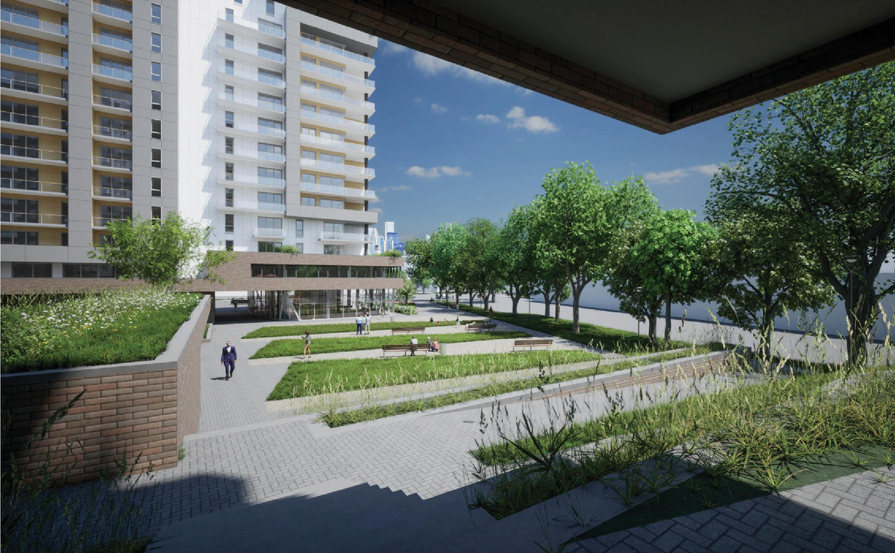 Rendering of building from page 83 of the file '2023-10-13 - Design Brief - D07-12-21-0177'