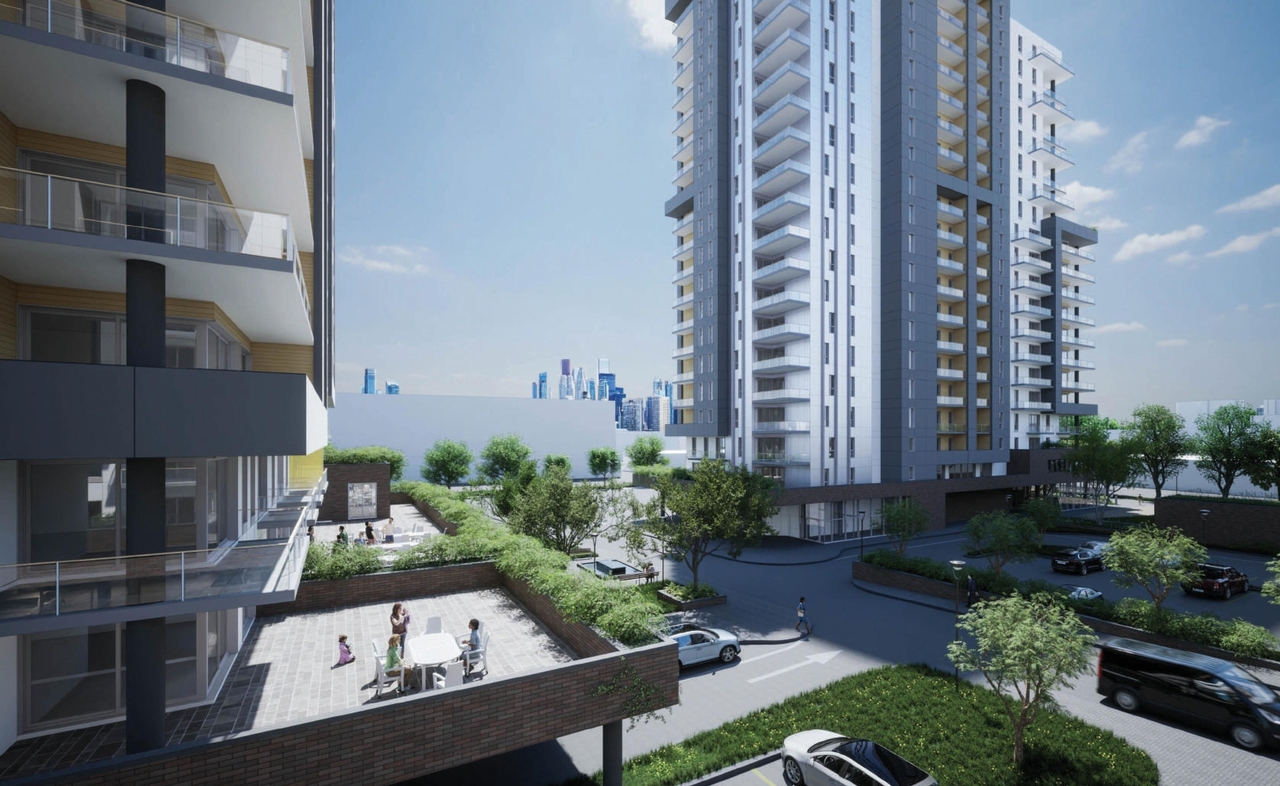 Rendering of building from page 86 of the file '2023-10-13 - Design Brief - D07-12-21-0177'