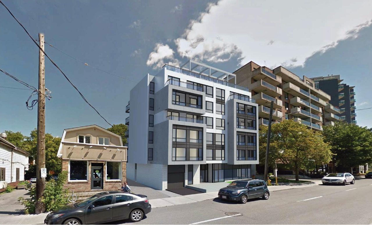 Rendering of building from page 20 of the file '2021-10-28 - Design Brief and Shadow Analysis - D07-12-21-0180'