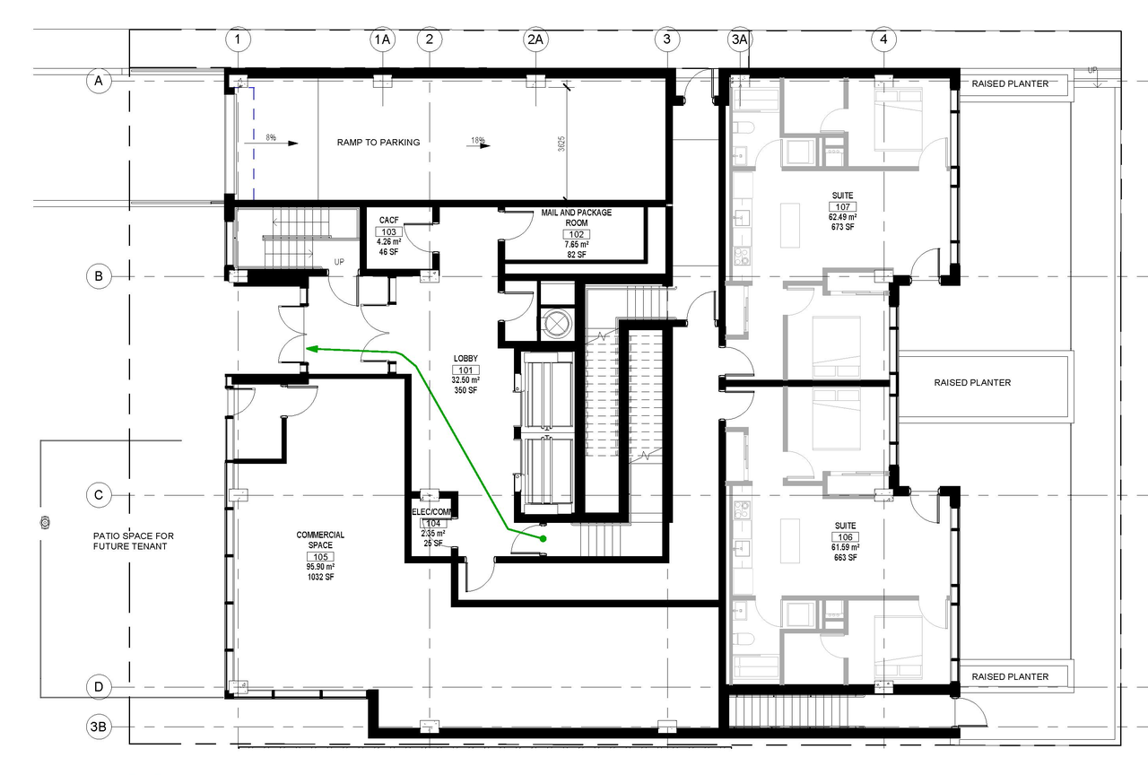 Floor plan for project from page 33 of the file '2021-10-28 - Design Brief and Shadow Analysis - D07-12-21-0180'