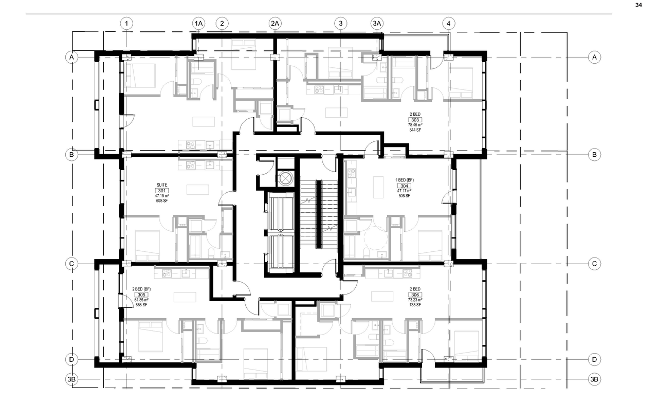 Floor plan for project from page 35 of the file '2021-10-28 - Design Brief and Shadow Analysis - D07-12-21-0180'