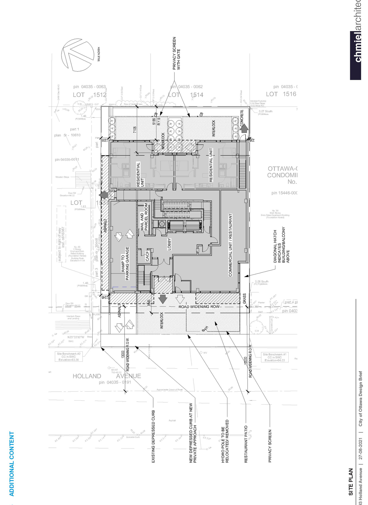 Construction site plan for project from page 42 of the file '2021-10-28 - Design Brief and Shadow Analysis - D07-12-21-0180'