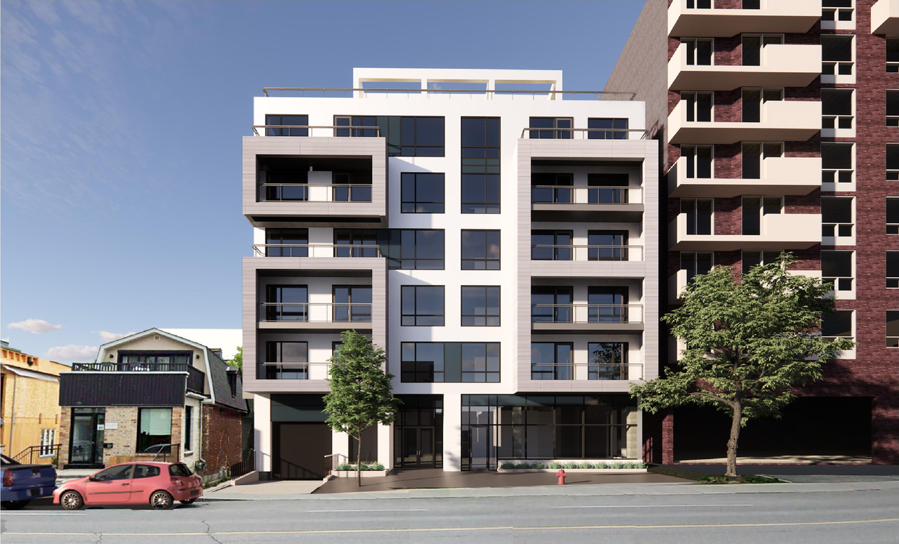 Rendering of building from page 20 of the file '2022-09-20 - Design Brief - D07-12-21-0180'