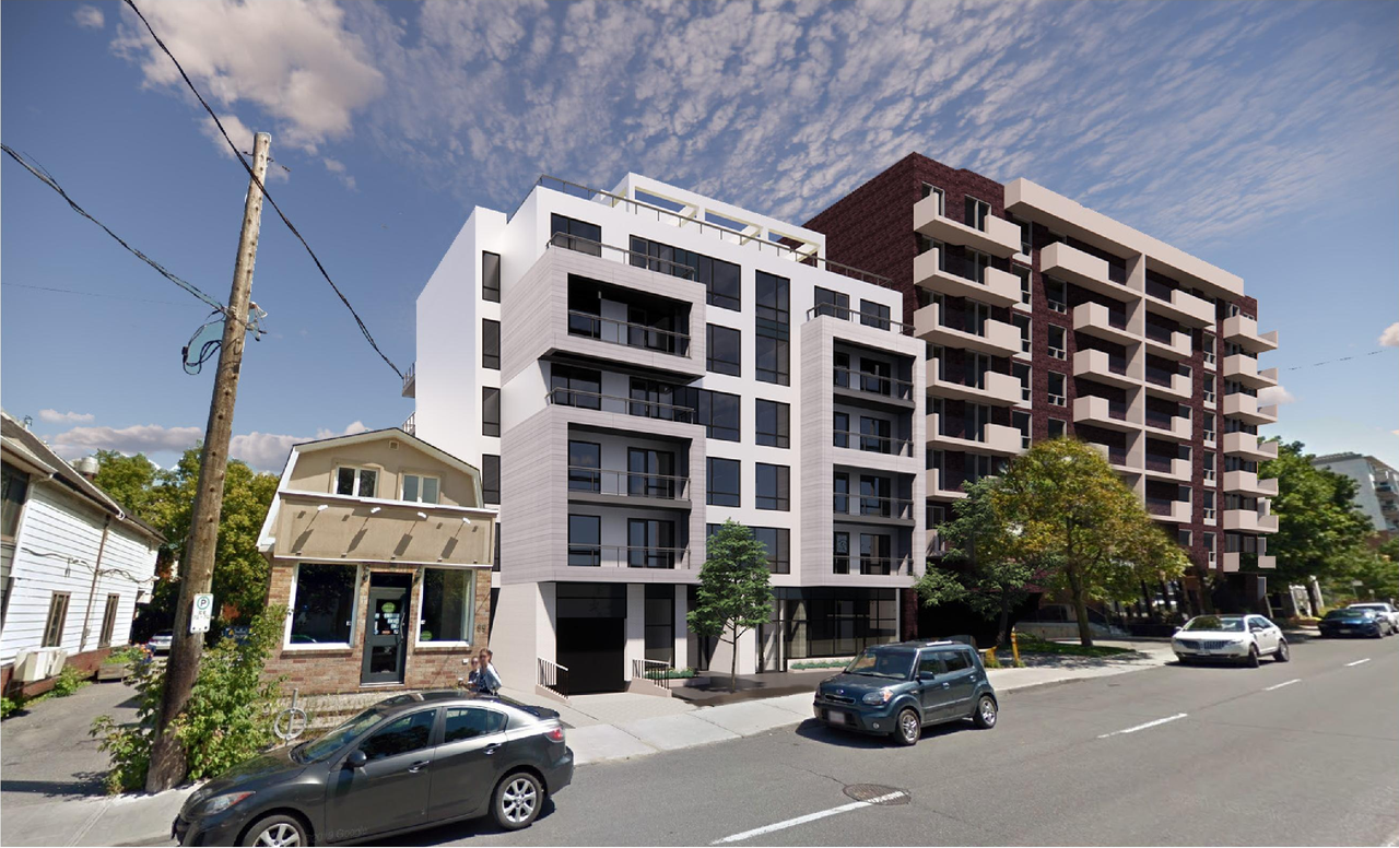 Rendering of building from page 21 of the file '2022-09-20 - Design Brief - D07-12-21-0180'