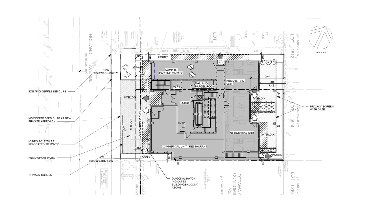 Construction site plan for project from page 43 of the file '2022-09-20 - Design Brief - D07-12-21-0180'