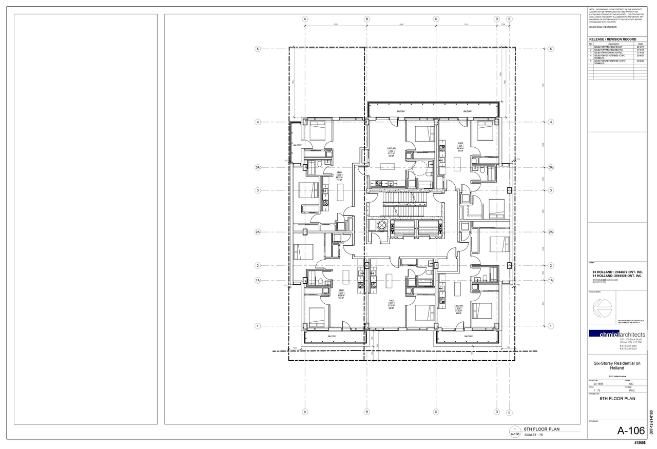 Floor plan for project from page 1 of the file '2022-08-30 - 6th Floor Plan - D07-12-21-0180'